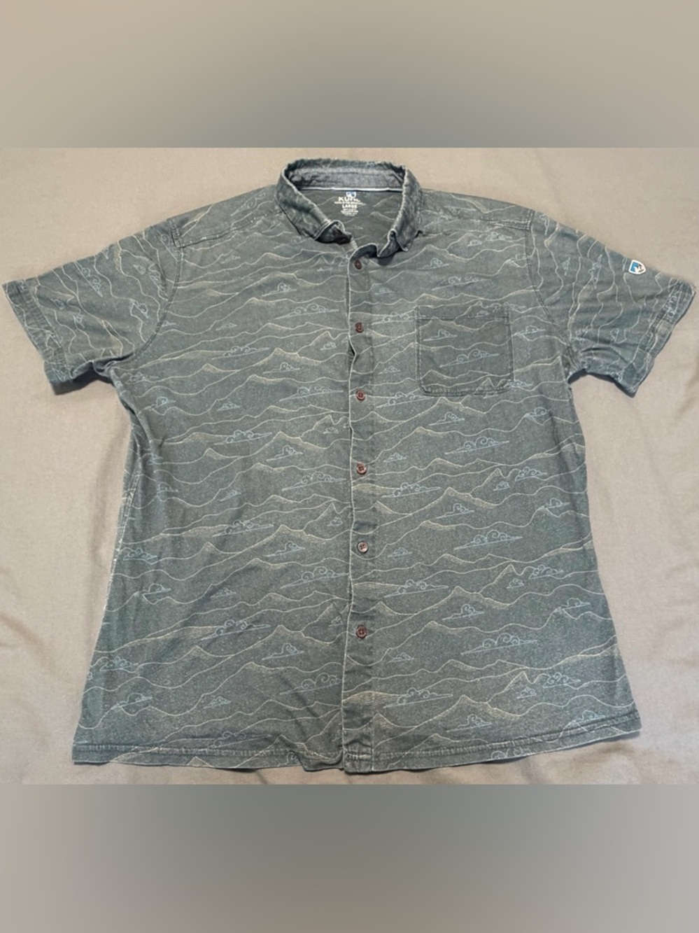 Kuhl Born In the Mountains Short Sleeve Button Down Hiking Shirt Size L